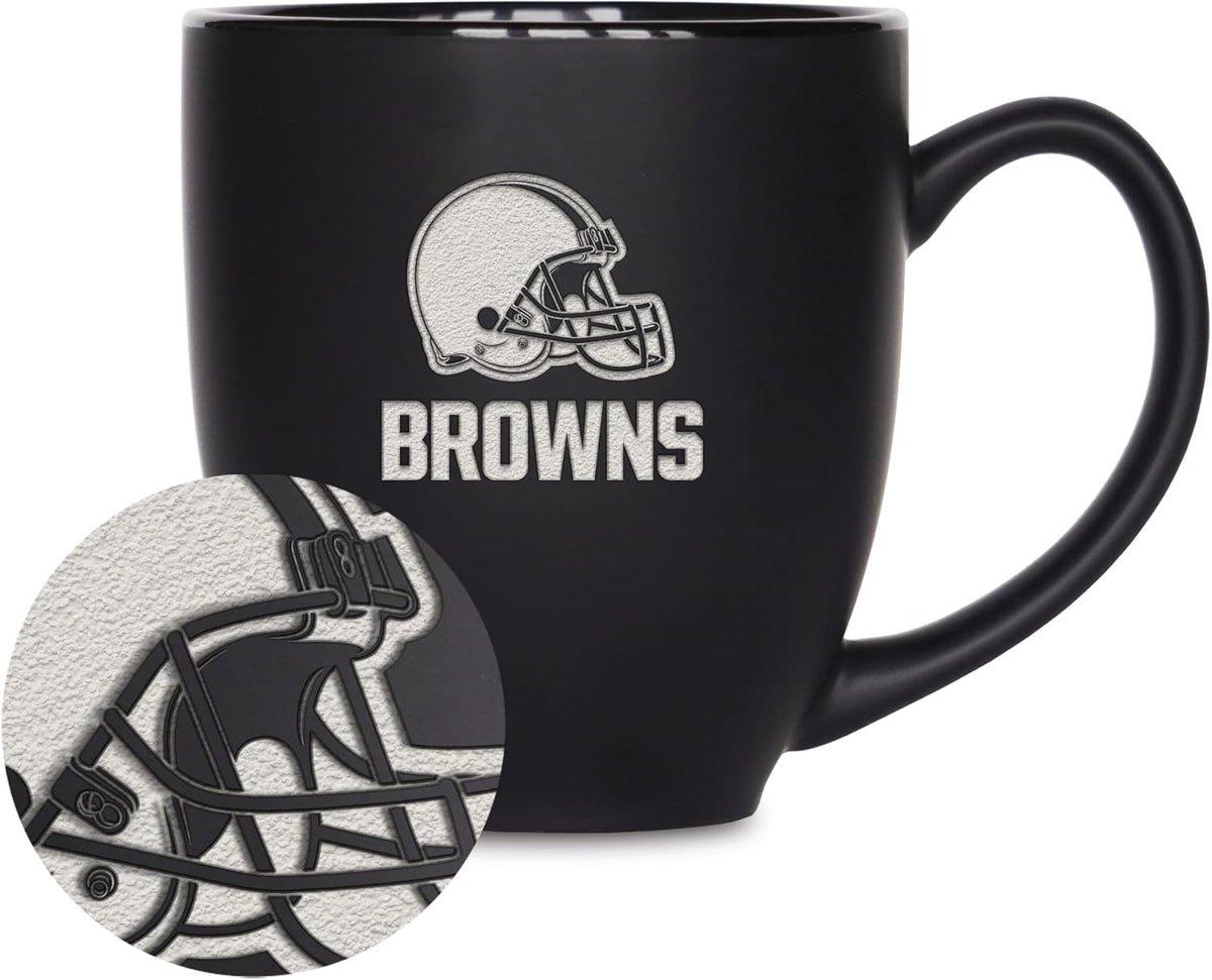 NFL Football 15oz Matte Black Bistro Mug - For Hot or Cold Drinks - Team Logo Etched For Unique Feel