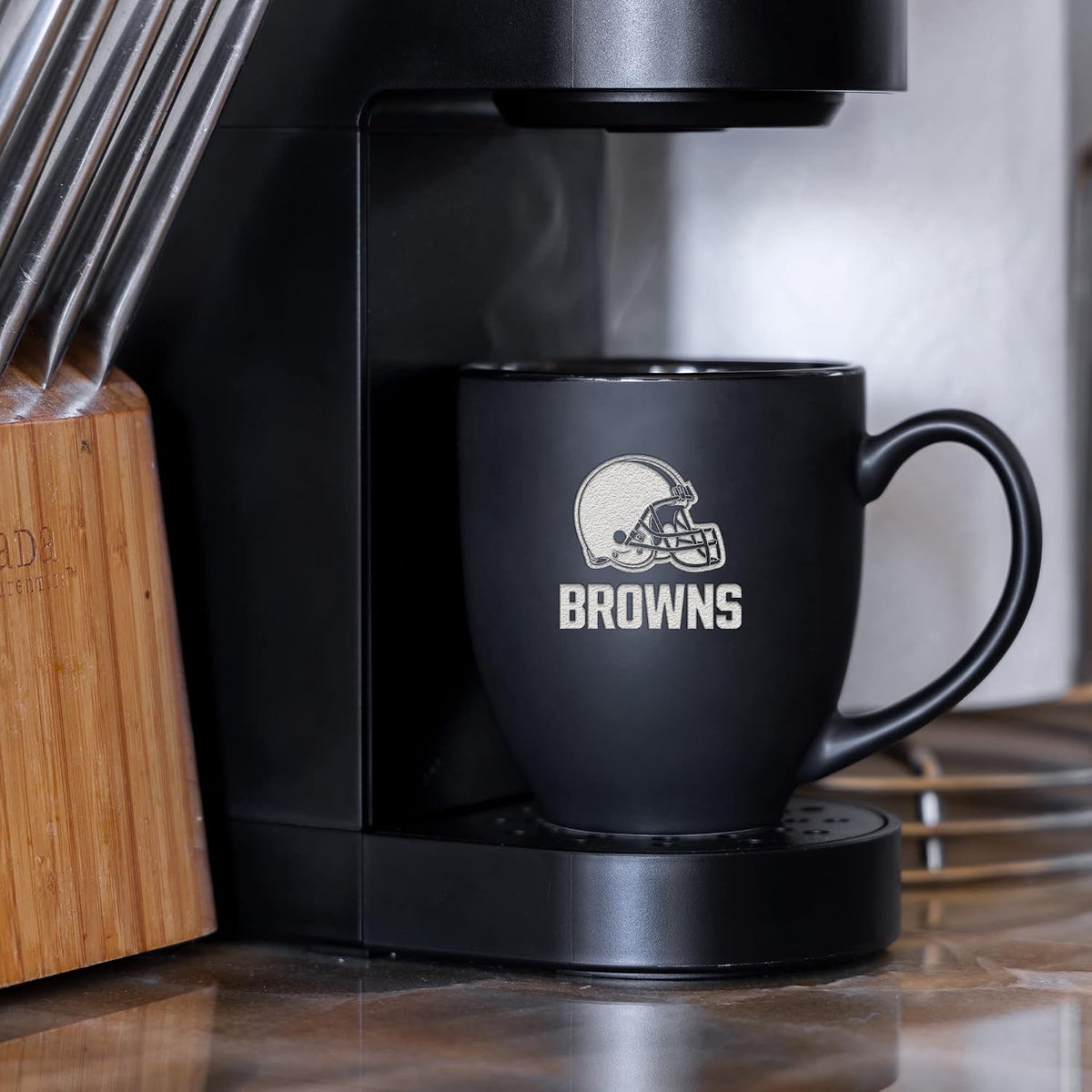 NFL Football 15oz Matte Black Bistro Mug - For Hot or Cold Drinks - Team Logo Etched For Unique Feel