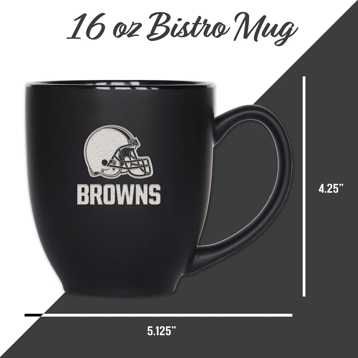 NFL Football 15oz Matte Black Bistro Mug - For Hot or Cold Drinks - Team Logo Etched For Unique Feel