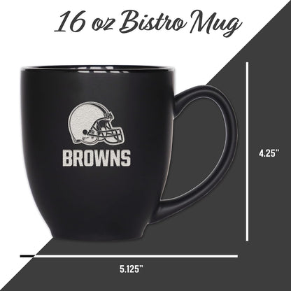 NFL Football 15oz Matte Black Bistro Mug - For Hot or Cold Drinks - Team Logo Etched For Unique Feel