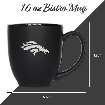 NFL Football 15oz Matte Black Bistro Mug - For Hot or Cold Drinks - Team Logo Etched For Unique Feel