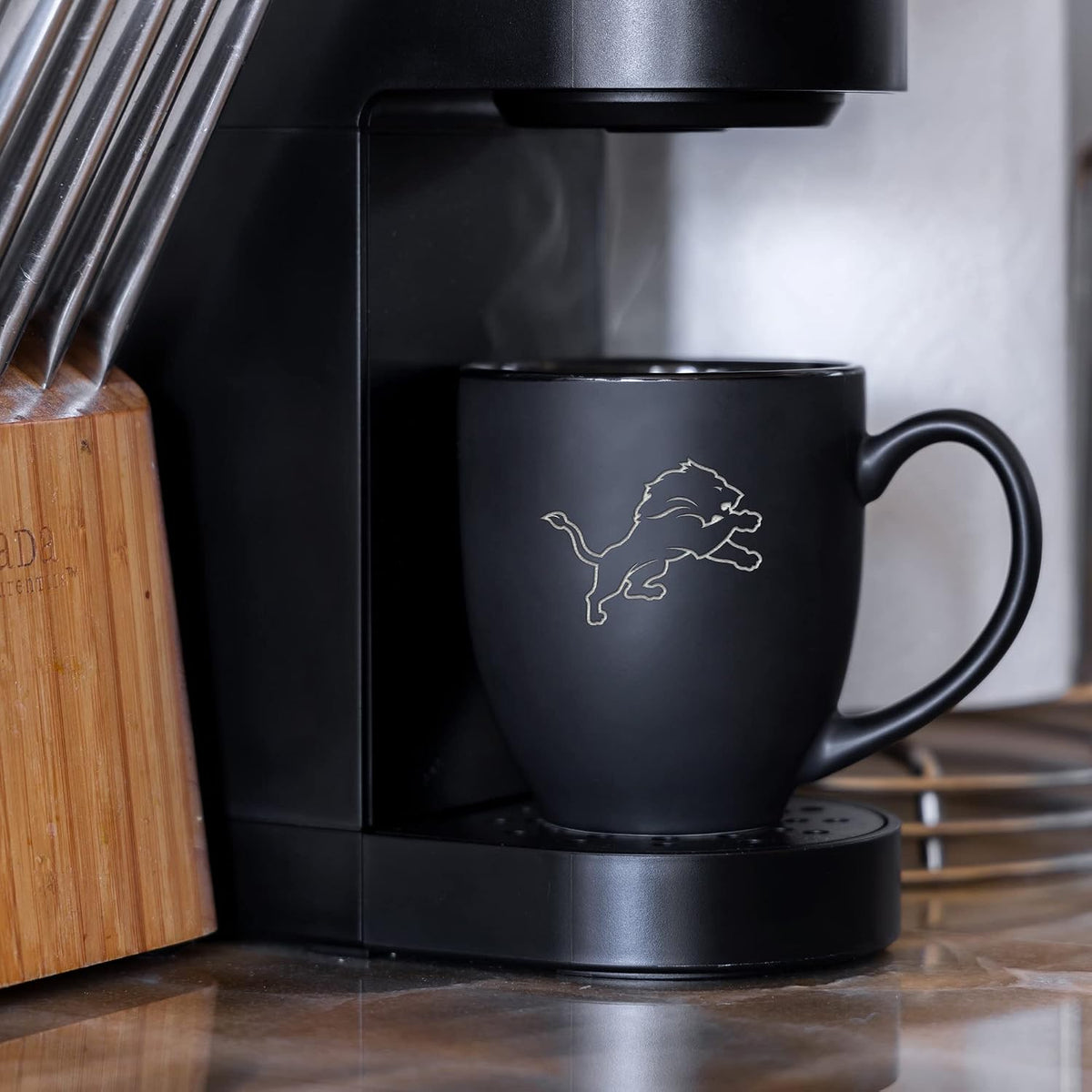 NFL Football 15oz Matte Black Bistro Mug - For Hot or Cold Drinks - Team Logo Etched For Unique Feel
