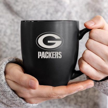 NFL Football 15oz Matte Black Bistro Mug - For Hot or Cold Drinks - Team Logo Etched For Unique Feel