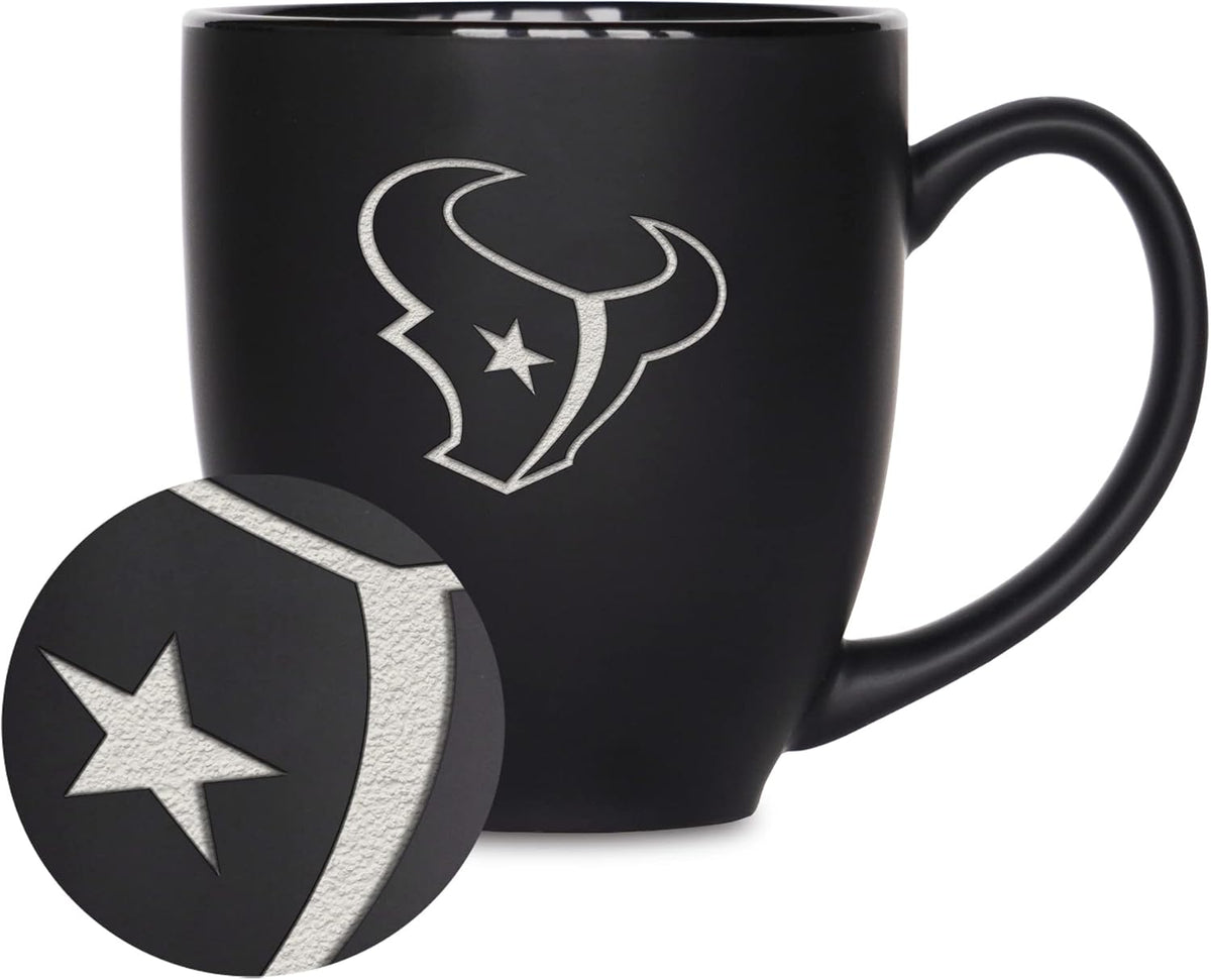 NFL Football 15oz Matte Black Bistro Mug - For Hot or Cold Drinks - Team Logo Etched For Unique Feel