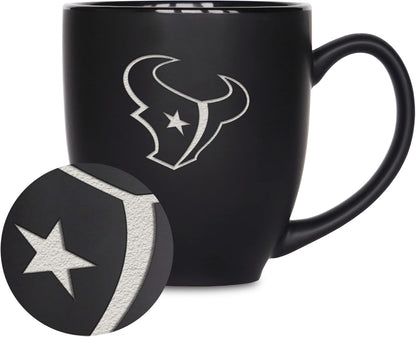 NFL Football 15oz Matte Black Bistro Mug - For Hot or Cold Drinks - Team Logo Etched For Unique Feel