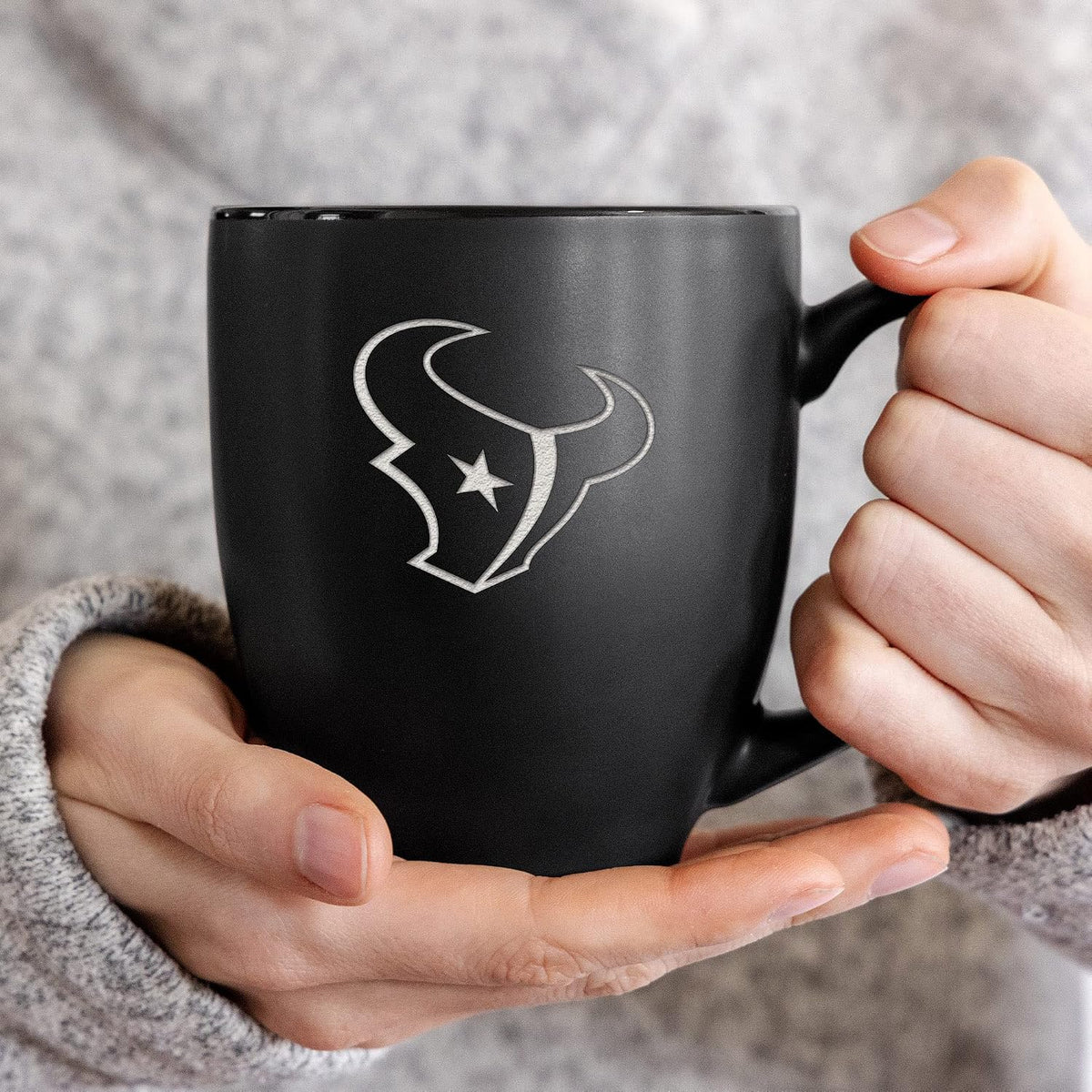 NFL Football 15oz Matte Black Bistro Mug - For Hot or Cold Drinks - Team Logo Etched For Unique Feel