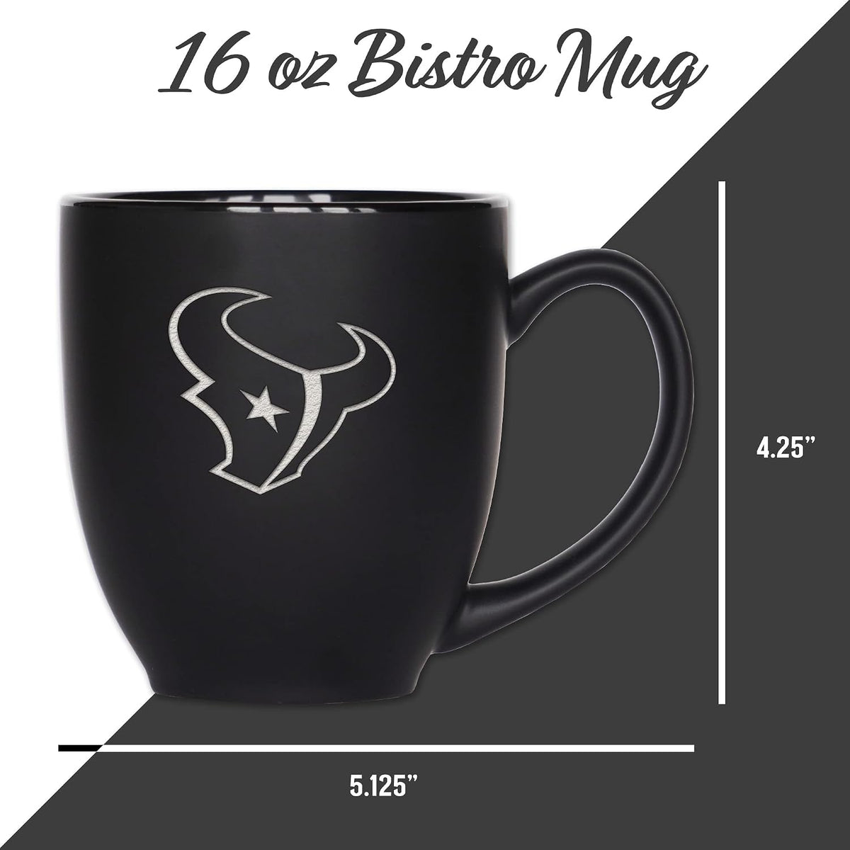 NFL Football 15oz Matte Black Bistro Mug - For Hot or Cold Drinks - Team Logo Etched For Unique Feel