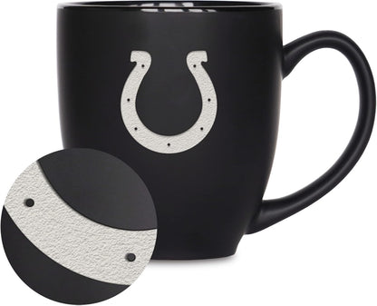 NFL Football 15oz Matte Black Bistro Mug - For Hot or Cold Drinks - Team Logo Etched For Unique Feel