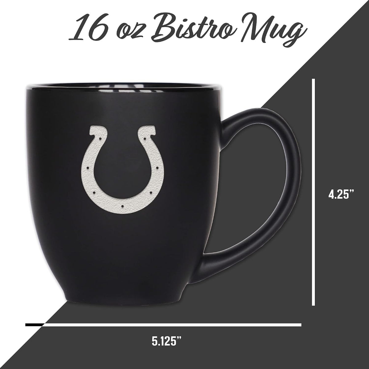 NFL Football 15oz Matte Black Bistro Mug - For Hot or Cold Drinks - Team Logo Etched For Unique Feel