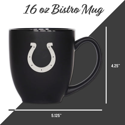 NFL Football 15oz Matte Black Bistro Mug - For Hot or Cold Drinks - Team Logo Etched For Unique Feel
