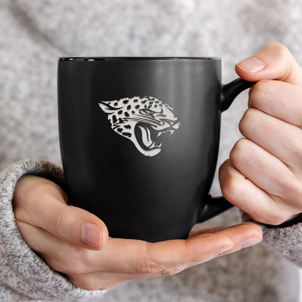 NFL Football 15oz Matte Black Bistro Mug - For Hot or Cold Drinks - Team Logo Etched For Unique Feel