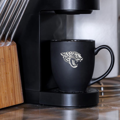 NFL Football 15oz Matte Black Bistro Mug - For Hot or Cold Drinks - Team Logo Etched For Unique Feel