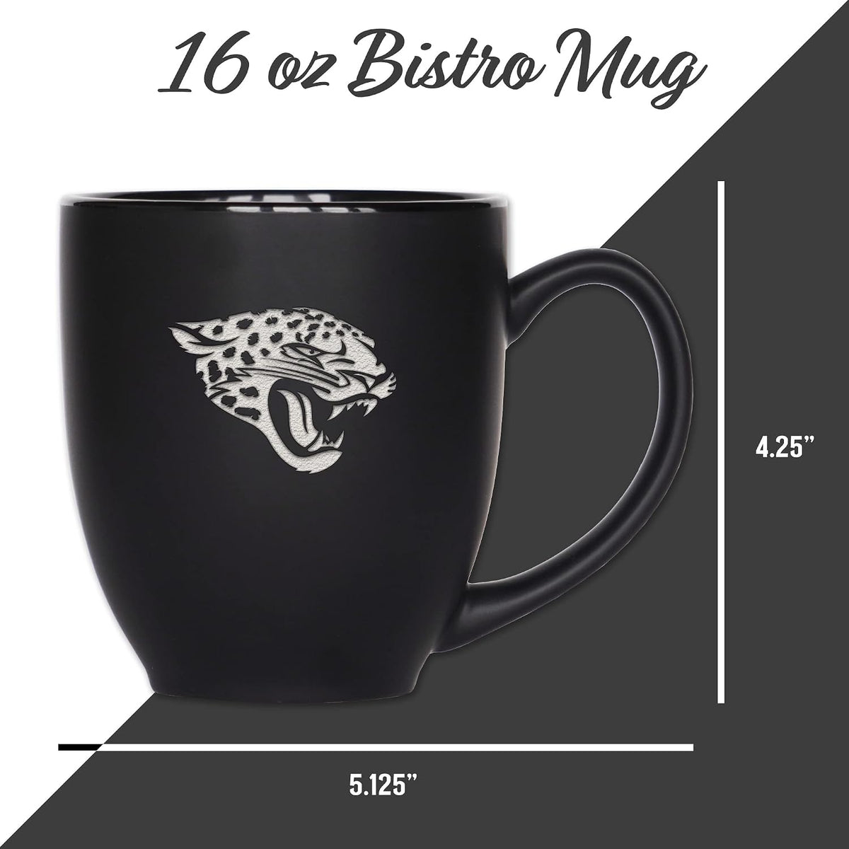 NFL Football 15oz Matte Black Bistro Mug - For Hot or Cold Drinks - Team Logo Etched For Unique Feel