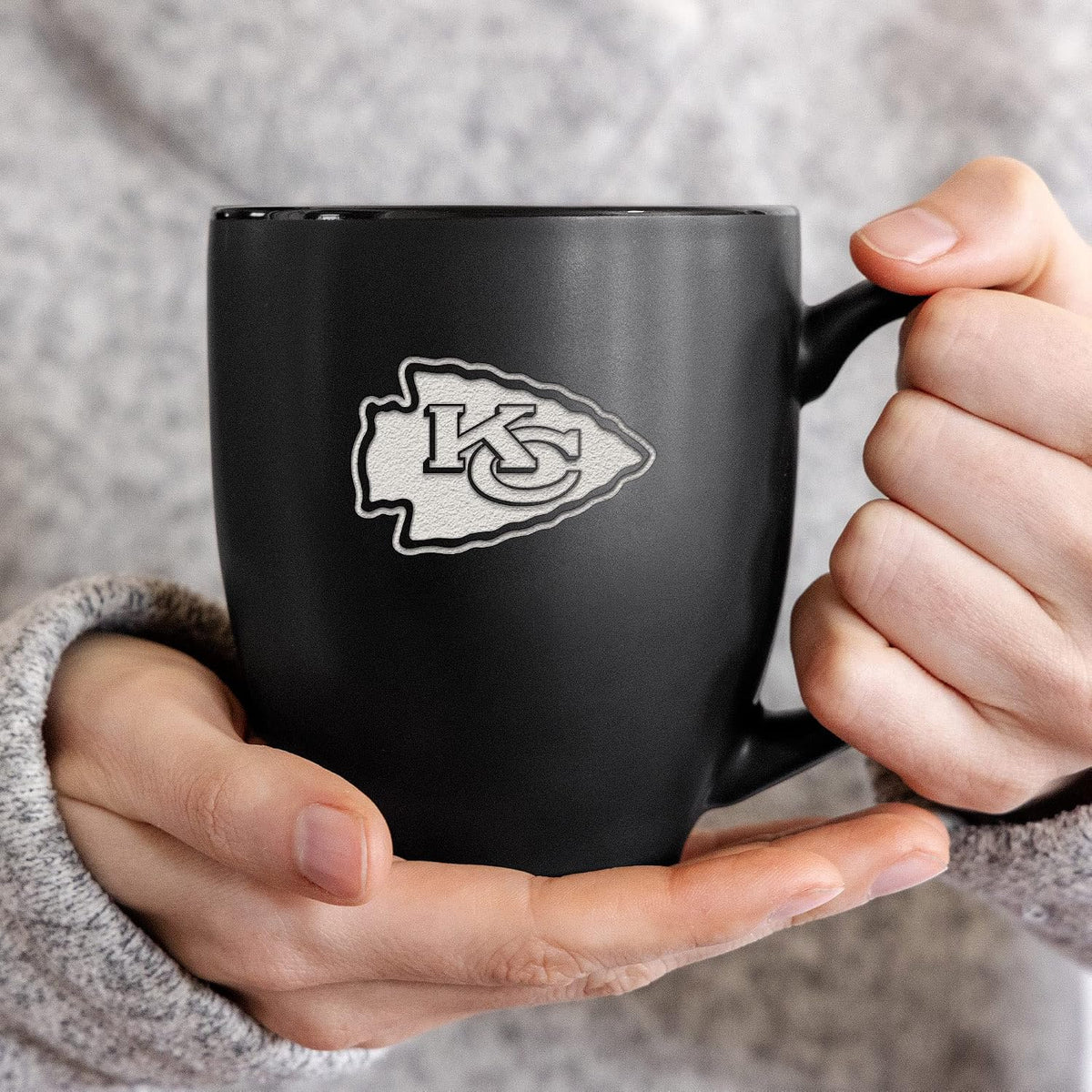 NFL Football 15oz Matte Black Bistro Mug - For Hot or Cold Drinks - Team Logo Etched For Unique Feel
