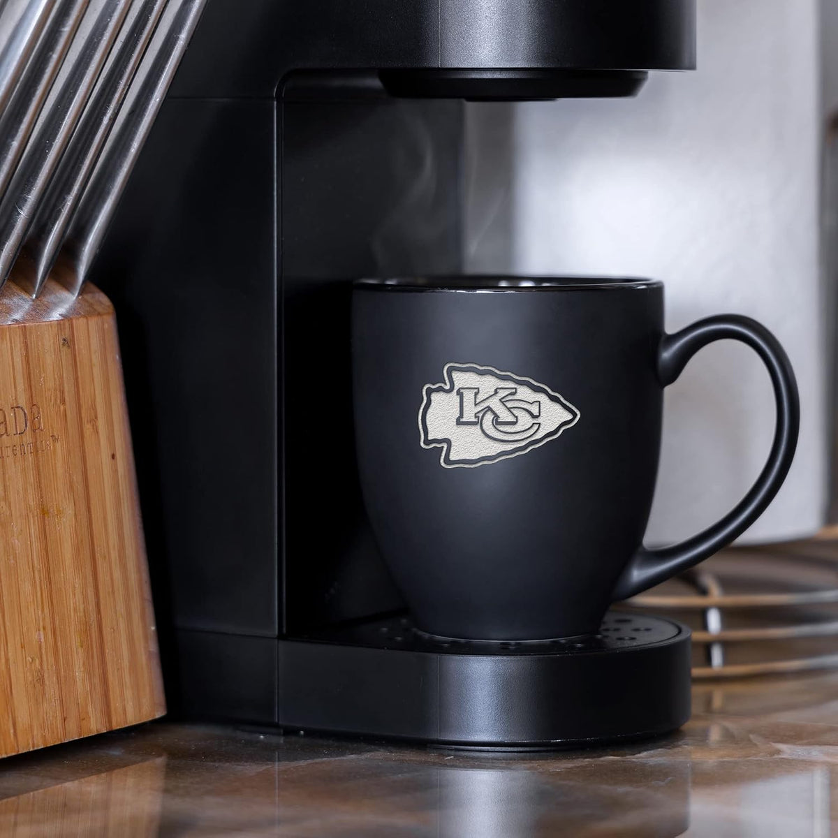 NFL Football 15oz Matte Black Bistro Mug - For Hot or Cold Drinks - Team Logo Etched For Unique Feel