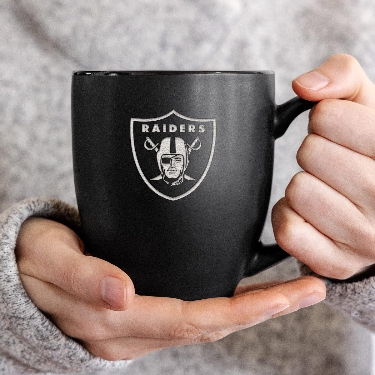 NFL Football 15oz Matte Black Bistro Mug - For Hot or Cold Drinks - Team Logo Etched For Unique Feel