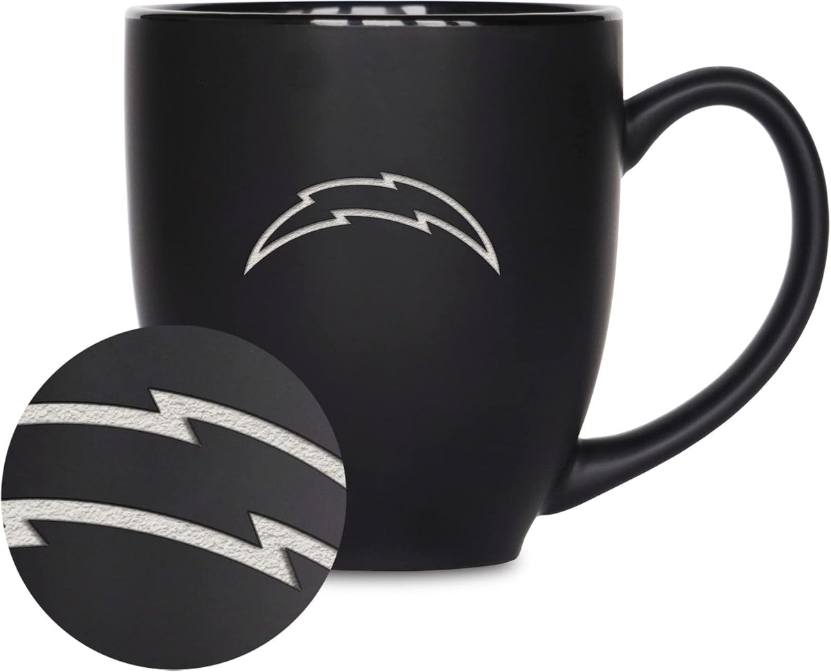 NFL Football 15oz Matte Black Bistro Mug - For Hot or Cold Drinks - Team Logo Etched For Unique Feel