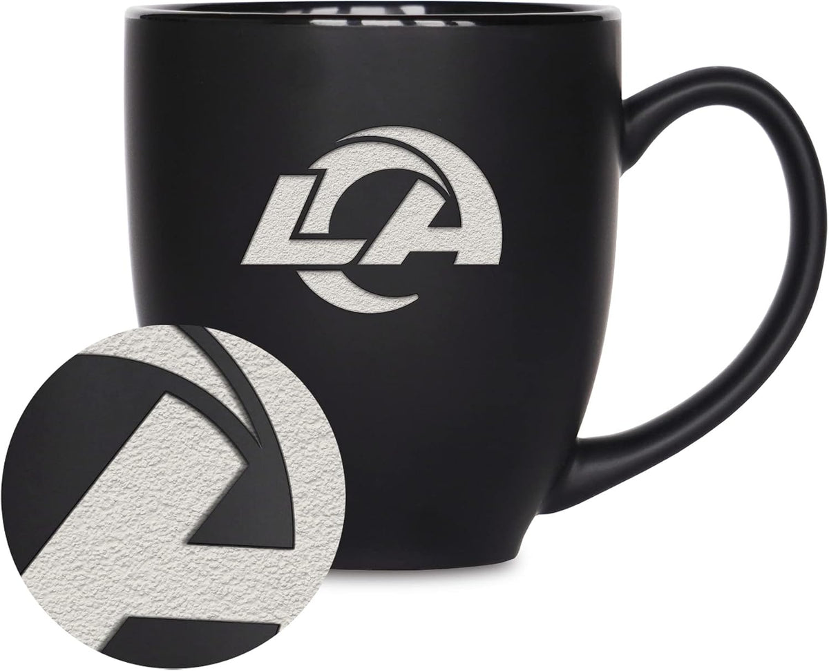 NFL Football 15oz Matte Black Bistro Mug - For Hot or Cold Drinks - Team Logo Etched For Unique Feel