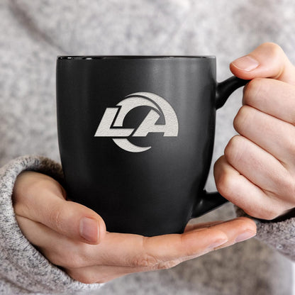 NFL Football 15oz Matte Black Bistro Mug - For Hot or Cold Drinks - Team Logo Etched For Unique Feel