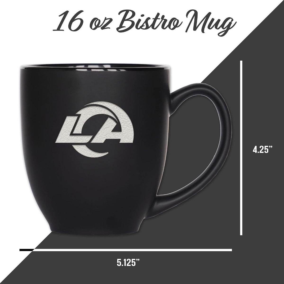 NFL Football 15oz Matte Black Bistro Mug - For Hot or Cold Drinks - Team Logo Etched For Unique Feel