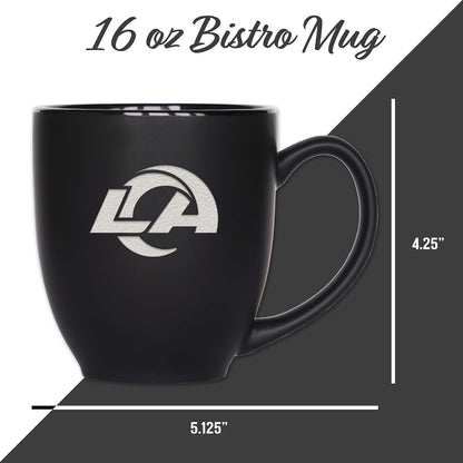 NFL Football 15oz Matte Black Bistro Mug - For Hot or Cold Drinks - Team Logo Etched For Unique Feel