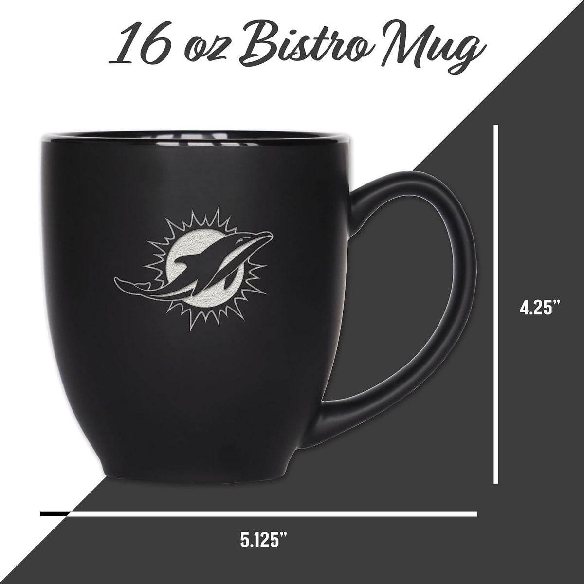 NFL Football 15oz Matte Black Bistro Mug - For Hot or Cold Drinks - Team Logo Etched For Unique Feel