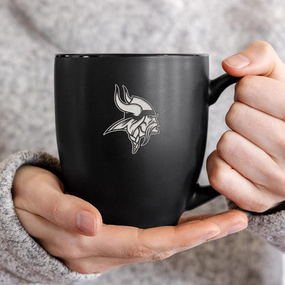 NFL Football 15oz Matte Black Bistro Mug - For Hot or Cold Drinks - Team Logo Etched For Unique Feel
