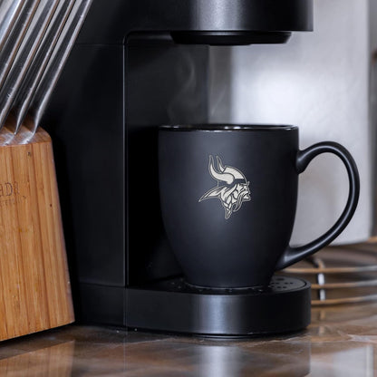 NFL Football 15oz Matte Black Bistro Mug - For Hot or Cold Drinks - Team Logo Etched For Unique Feel