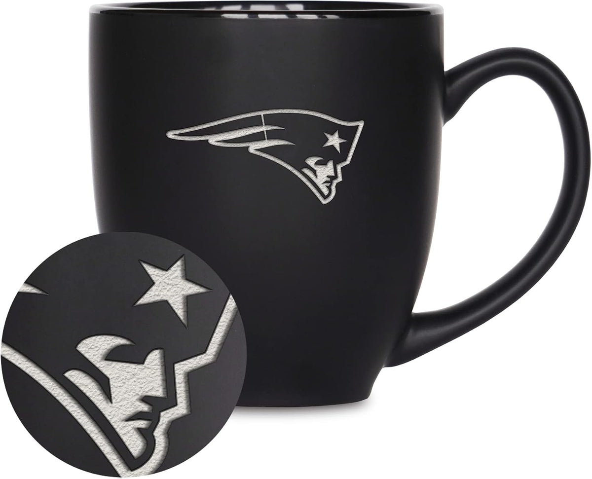 NFL Football 15oz Matte Black Bistro Mug - For Hot or Cold Drinks - Team Logo Etched For Unique Feel