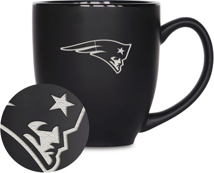 NFL Football 15oz Matte Black Bistro Mug - For Hot or Cold Drinks - Team Logo Etched For Unique Feel