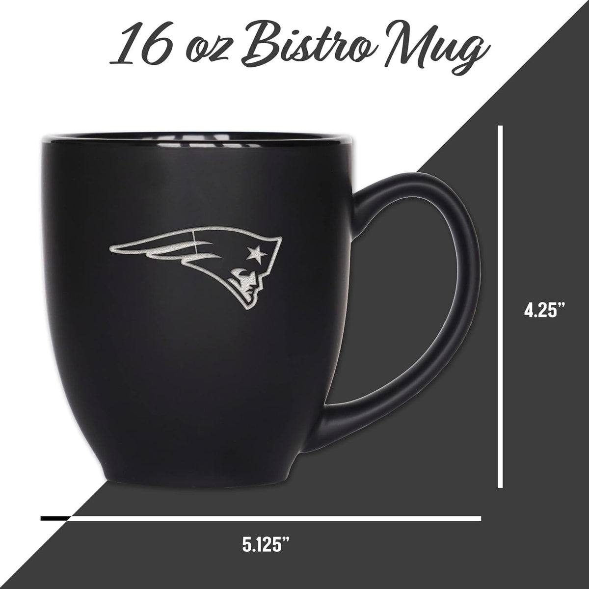 NFL Football 15oz Matte Black Bistro Mug - For Hot or Cold Drinks - Team Logo Etched For Unique Feel