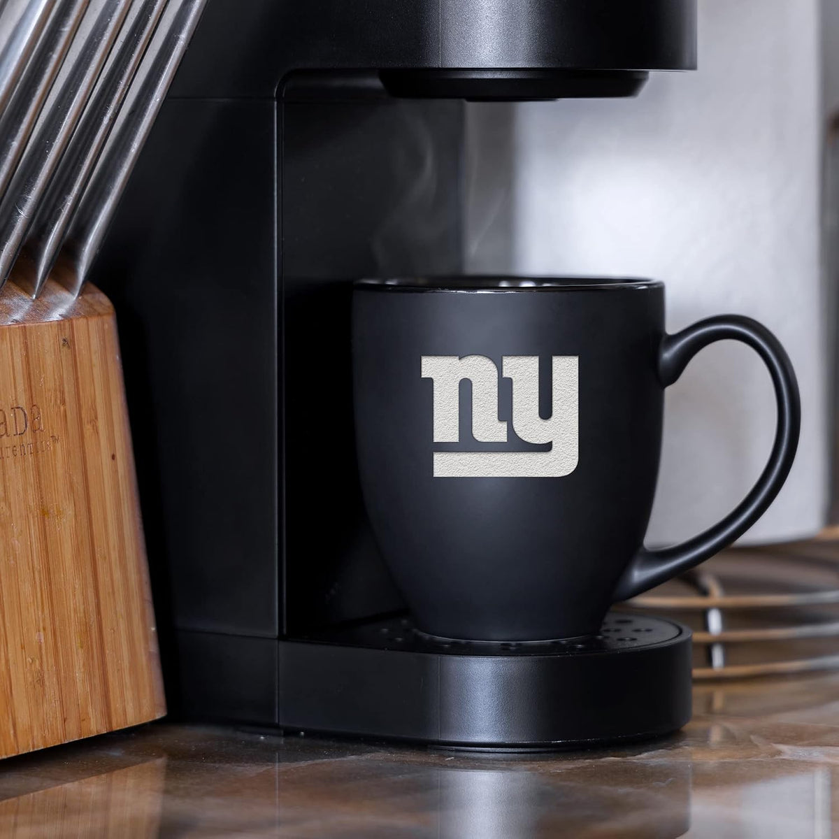 NFL Football 15oz Matte Black Bistro Mug - For Hot or Cold Drinks - Team Logo Etched For Unique Feel
