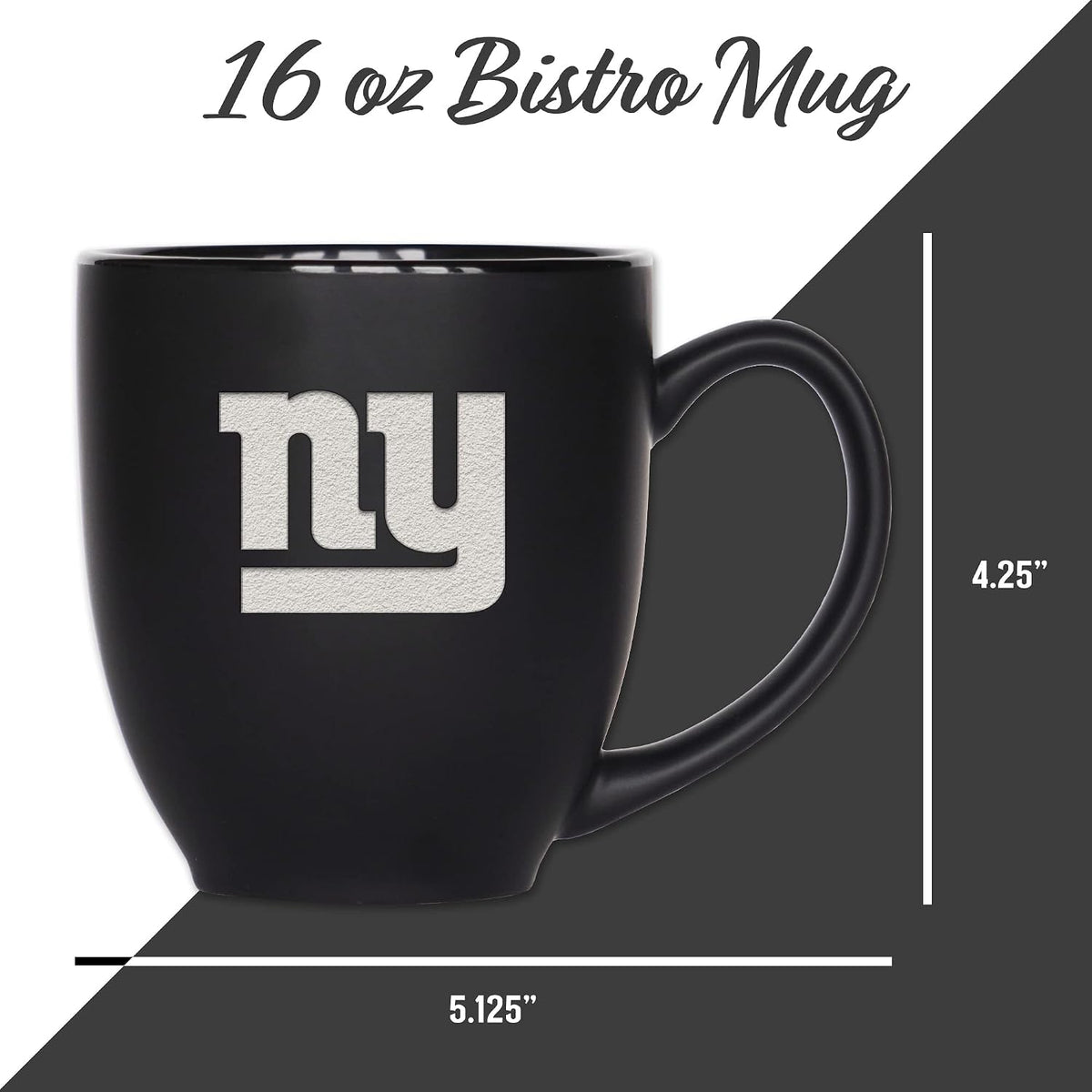 NFL Football 15oz Matte Black Bistro Mug - For Hot or Cold Drinks - Team Logo Etched For Unique Feel