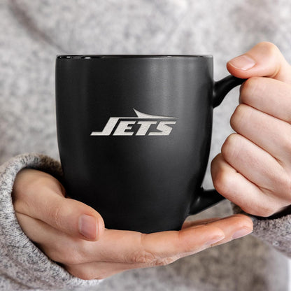 NFL Football 15oz Matte Black Bistro Mug - For Hot or Cold Drinks - Team Logo Etched For Unique Feel