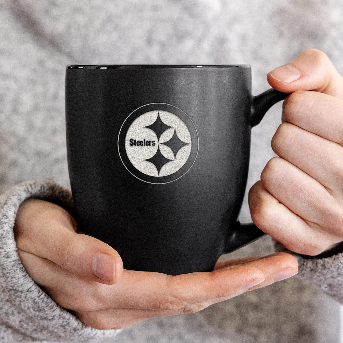 NFL Football 15oz Matte Black Bistro Mug - For Hot or Cold Drinks - Team Logo Etched For Unique Feel