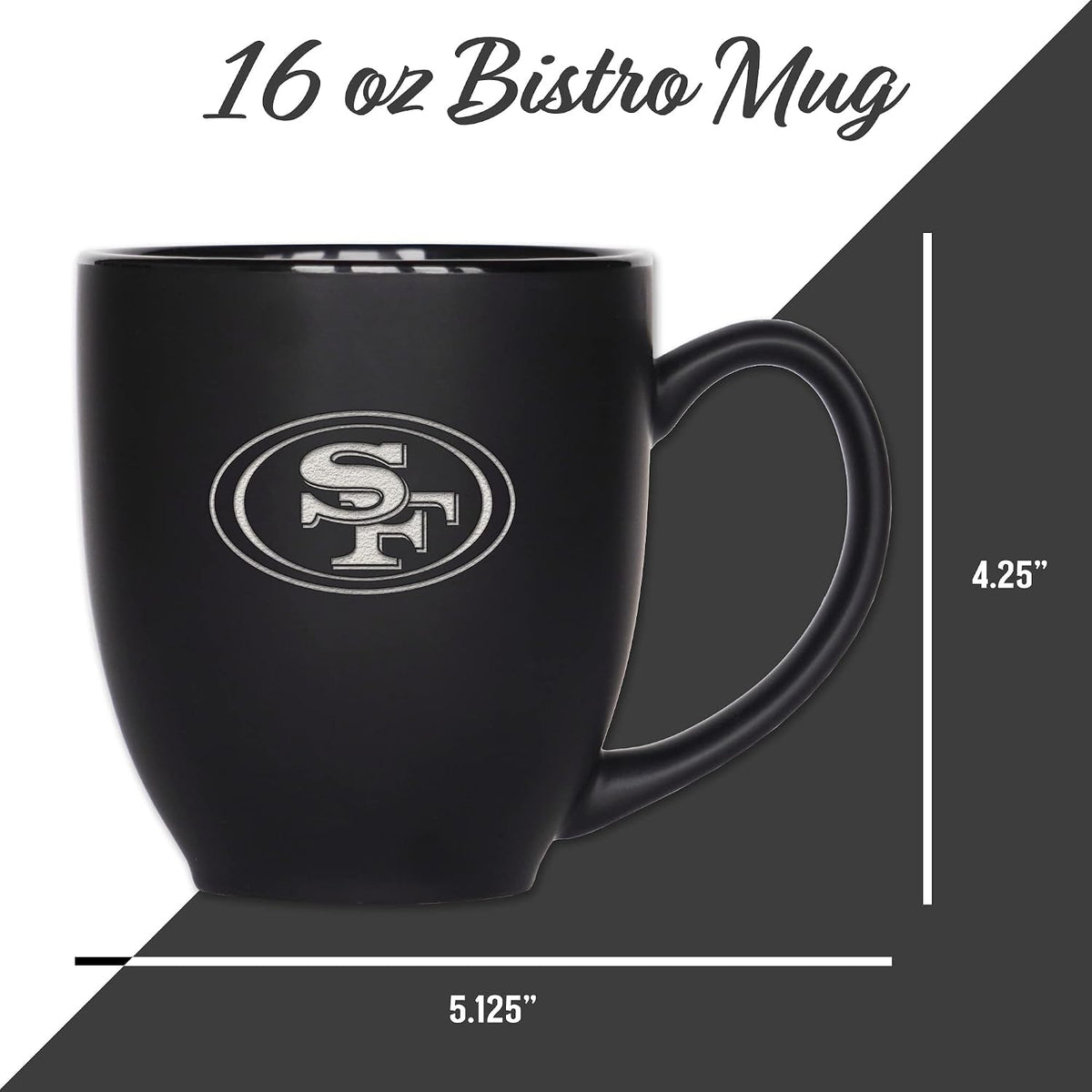NFL Football 15oz Matte Black Bistro Mug - For Hot or Cold Drinks - Team Logo Etched For Unique Feel