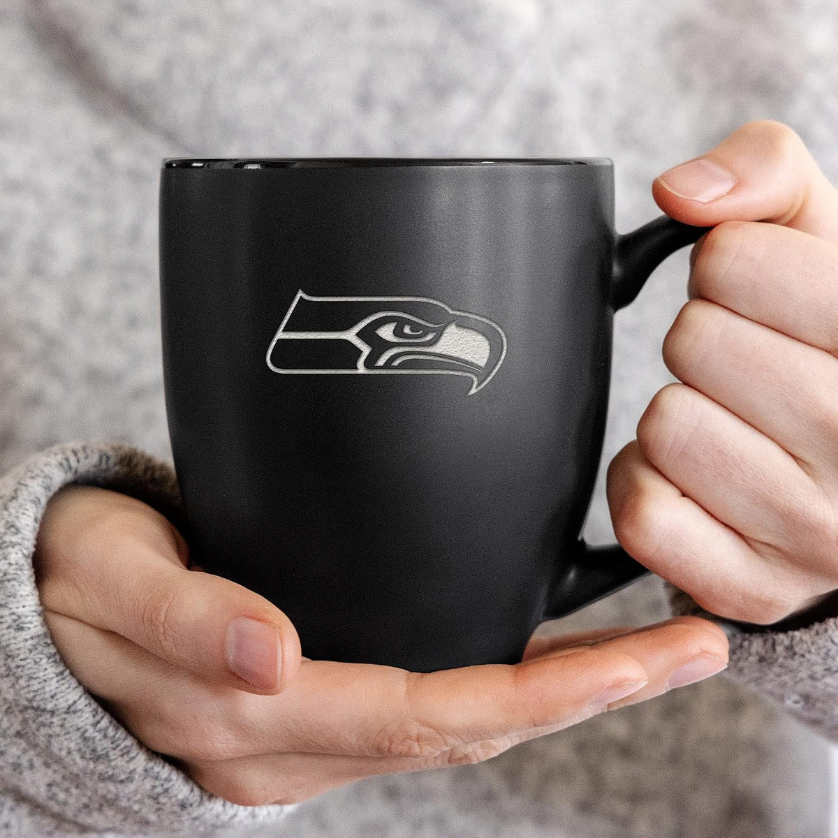 NFL Football 15oz Matte Black Bistro Mug - For Hot or Cold Drinks - Team Logo Etched For Unique Feel