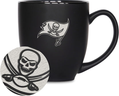 NFL Football 15oz Matte Black Bistro Mug - For Hot or Cold Drinks - Team Logo Etched For Unique Feel