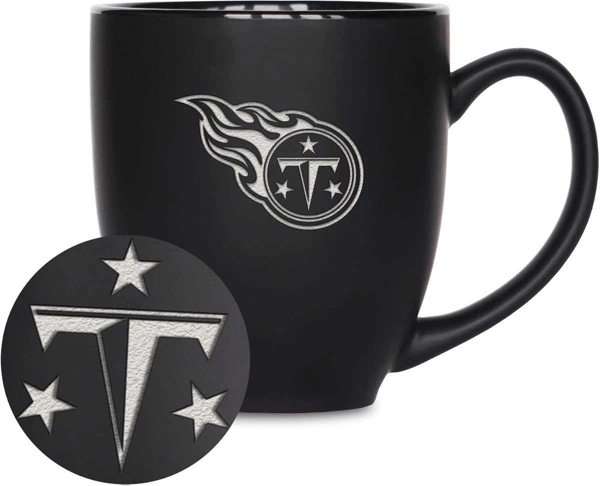 NFL Football 15oz Matte Black Bistro Mug - For Hot or Cold Drinks - Team Logo Etched For Unique Feel
