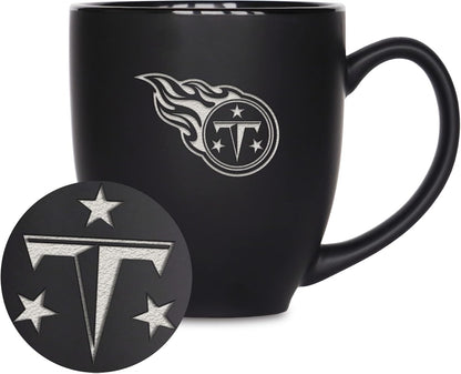 NFL Football 15oz Matte Black Bistro Mug - For Hot or Cold Drinks - Team Logo Etched For Unique Feel