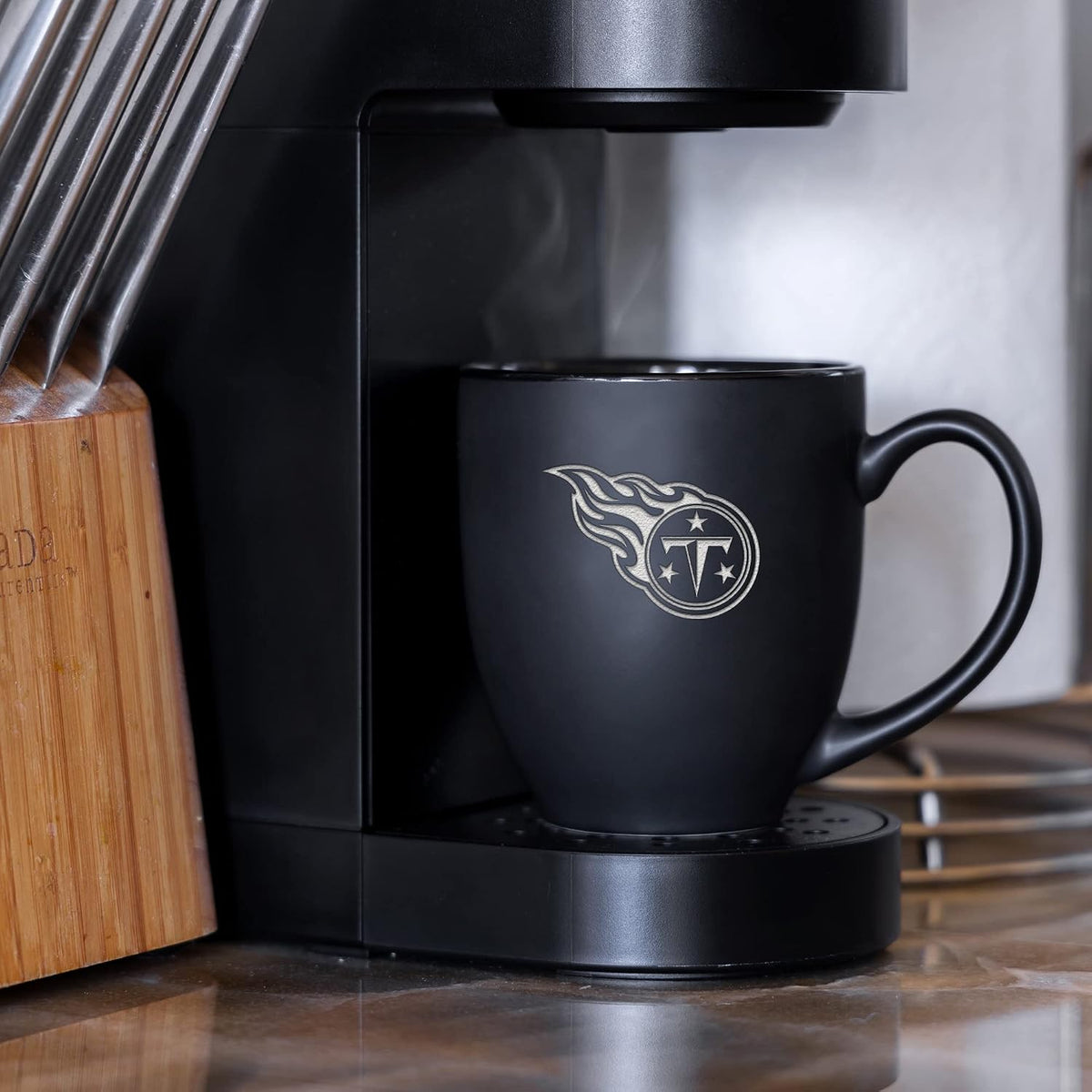 NFL Football 15oz Matte Black Bistro Mug - For Hot or Cold Drinks - Team Logo Etched For Unique Feel