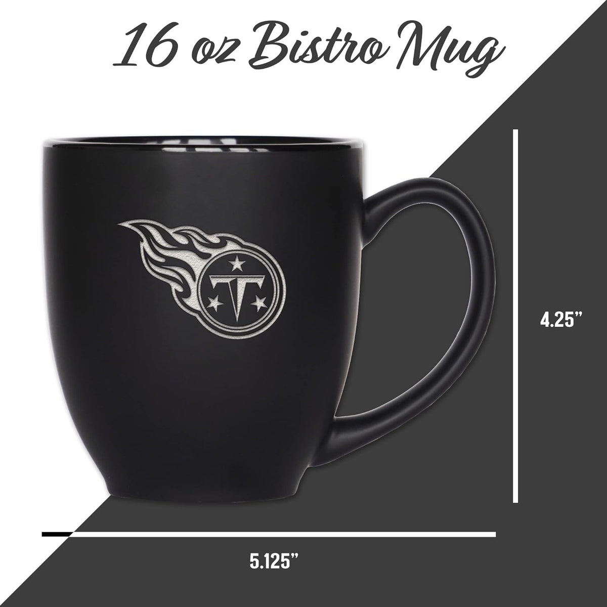 NFL Football 15oz Matte Black Bistro Mug - For Hot or Cold Drinks - Team Logo Etched For Unique Feel