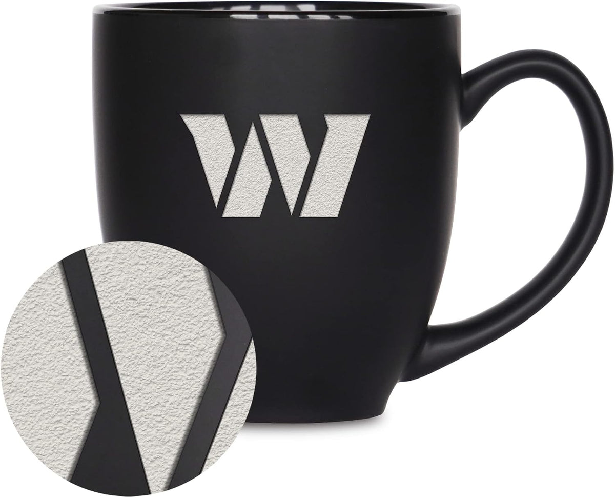 NFL Football 15oz Matte Black Bistro Mug - For Hot or Cold Drinks - Team Logo Etched For Unique Feel
