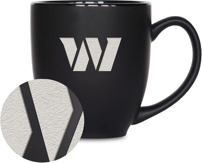 NFL Football 15oz Matte Black Bistro Mug - For Hot or Cold Drinks - Team Logo Etched For Unique Feel