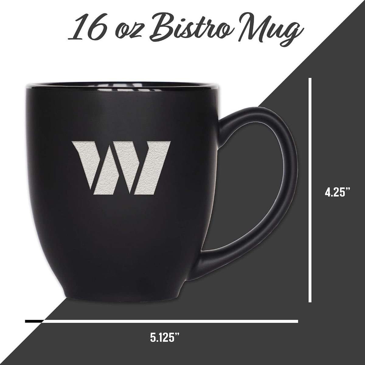 NFL Football 15oz Matte Black Bistro Mug - For Hot or Cold Drinks - Team Logo Etched For Unique Feel