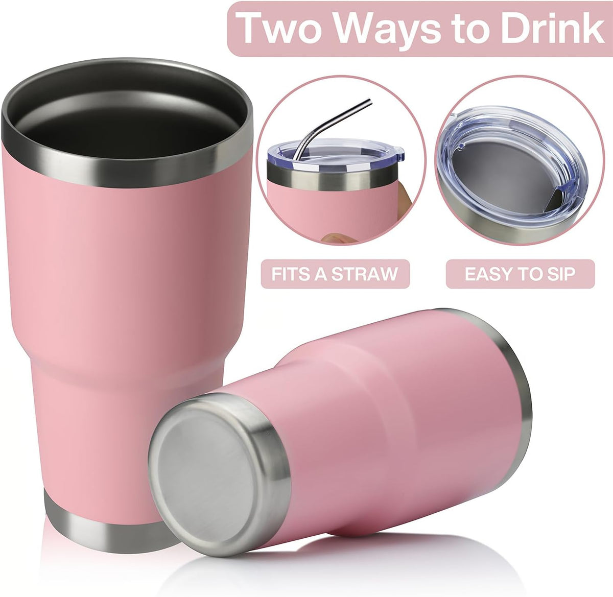 30oz Tumbler Double Wall Vacuum Insulated Travel Mug, Stainless Steel Tumbler with Lid, Durable Powder Coated Insulated Coffee Cup for Cold & Hot Drinks (Black,1 PACK)