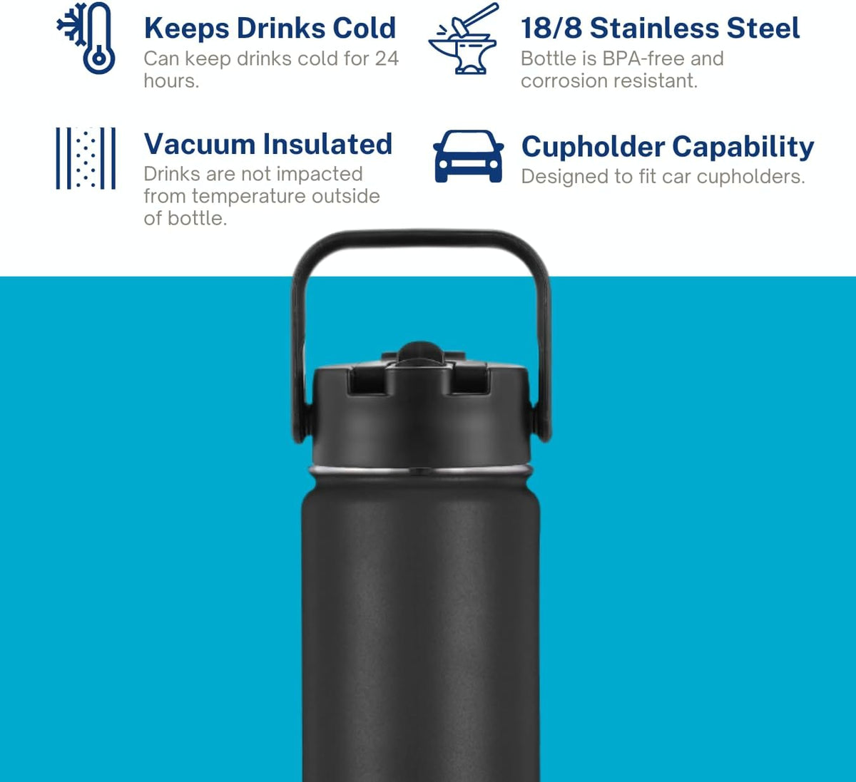 HydroBottle | Stainless Steel Filtered Water Bottle, 24 oz | BPA-Free, Removes Lead, Chlorine, Arsenic, VOCs | Filter Lasts 3 Months, Replaces 568 Plastic Bottles (Foam)