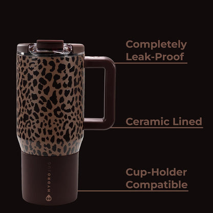 Coffee Traveler 20oz Ceramic-Lined Mug with Handle, Dusty Rose