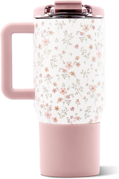 Coffee Traveler 20oz Ceramic-Lined Mug with Handle, Dusty Rose