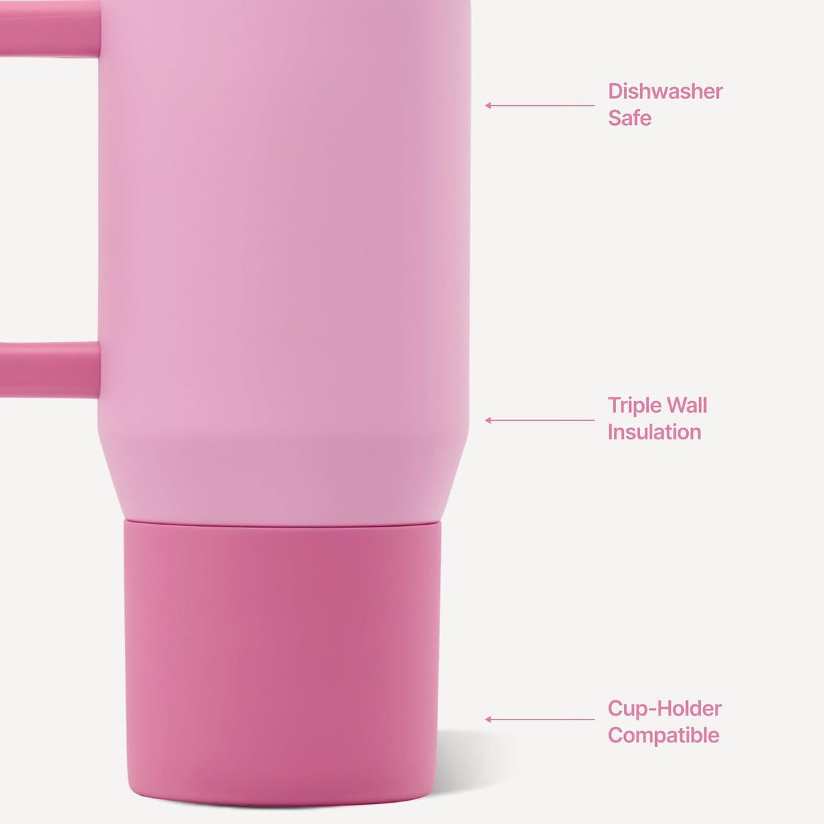Coffee Traveler 20oz Ceramic-Lined Mug with Handle, Dusty Rose